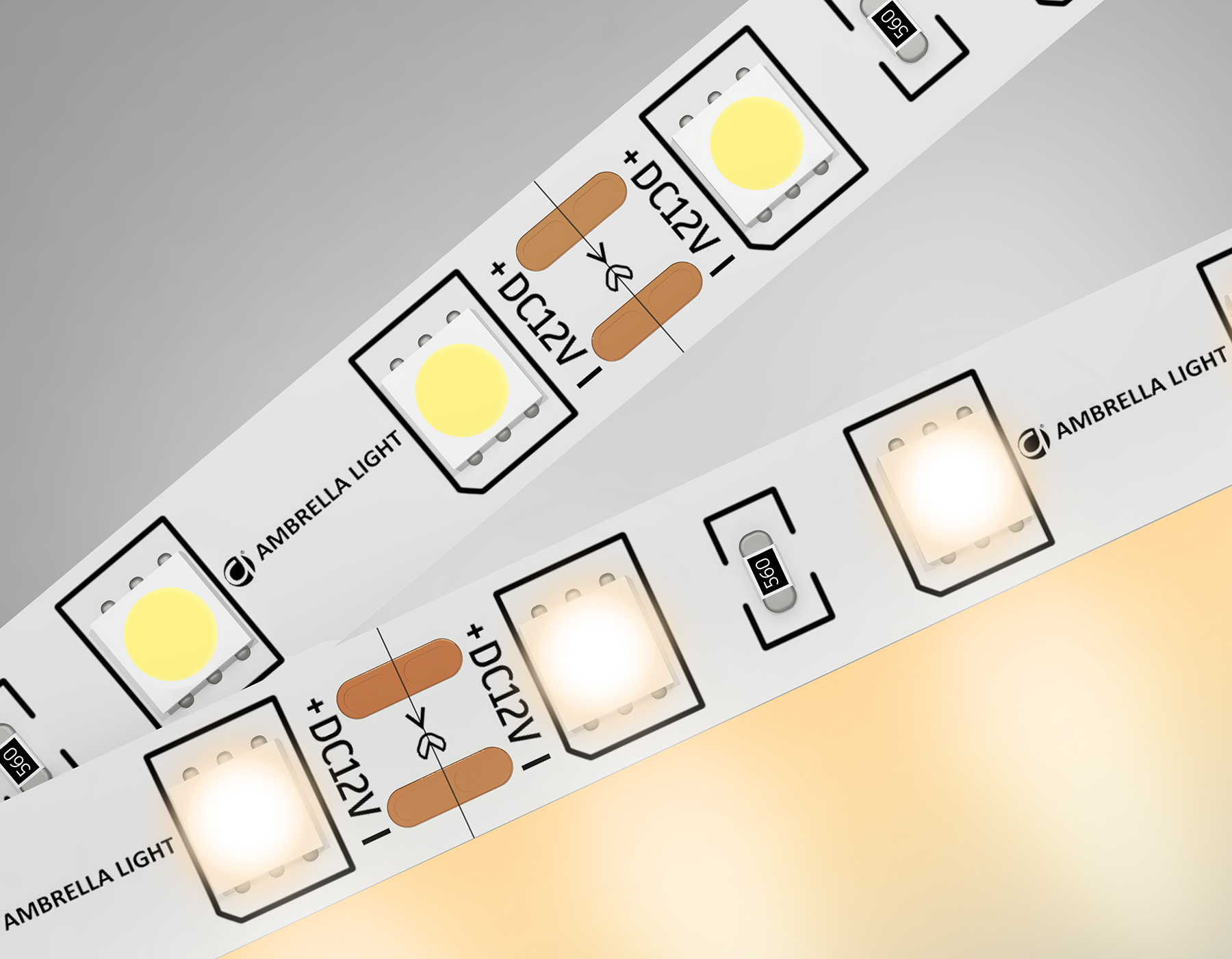 Светодиодная лента 5050 60Led, 14.4W m, 12V IP20 3000K 5m Ambrella Light GS GS2001_AMB