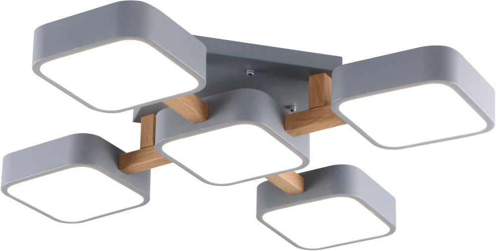 Люстра (+ночной режим) с пультом потолочная светодиодная 10213/5 LED*96W Grey/Wooden Escada 10213/5LED_ESC
