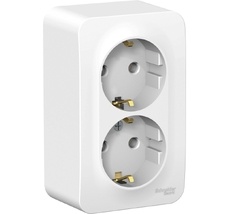 Розетка накладная двойная с заземлением (белый) Systeme Electric BLNRA010201