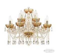 Хрустальная люстра Bohemia Ivele Crystal 5413/8+4/200 G Amber/M-1F_BI