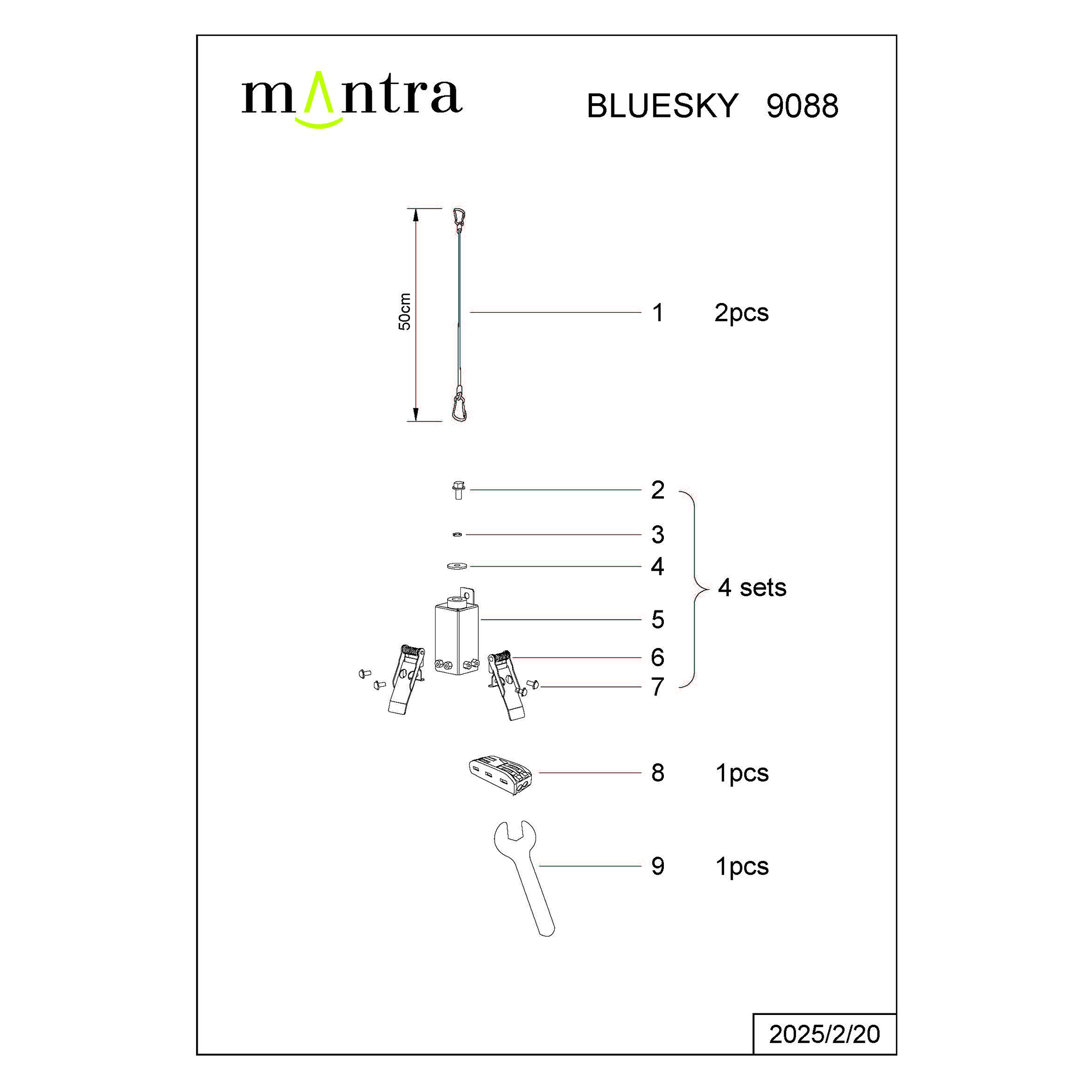 Набор установочных креплений для 9095B MANTRA BLUE SKY 9088_MN