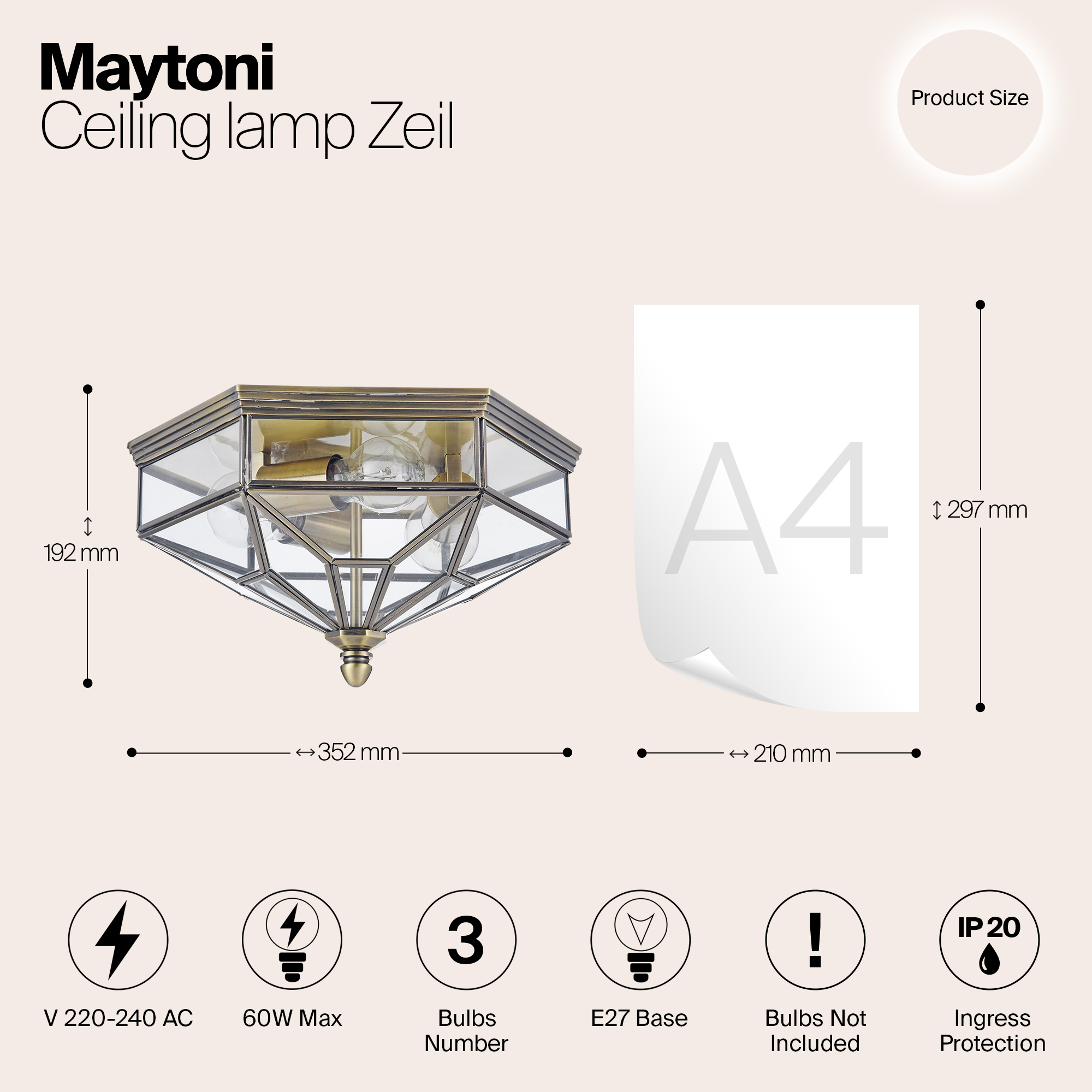 Потолочный светильник Maytoni Zeil H356-CL-03-BZ_MY