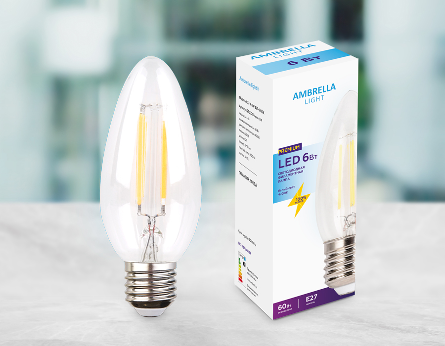 Светодиодная филаментная лампа Ambrella Light C37 202220_AMB