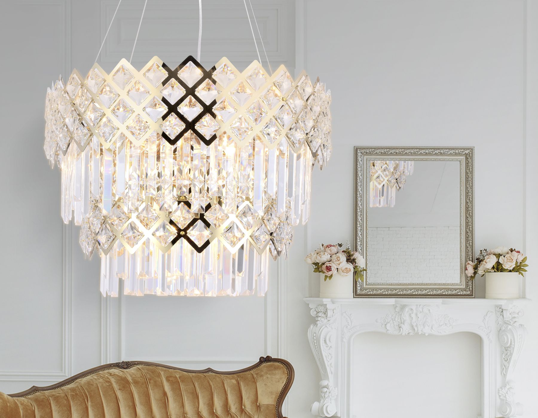 Подвесная люстра Ambrella light с хрусталем TR TR5275_AMB