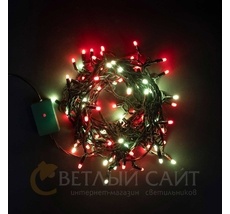 Гирлянда Нить с Колпачком 15м Разноцветная 220В, 100 LED, Провод Черный Каучук, IP65 AUG100CAP-21-1EPRGB