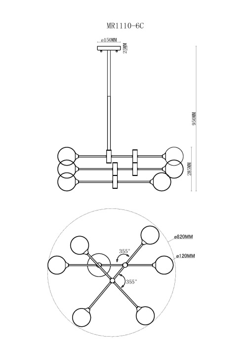 Потолочная люстра MyFar Rita MR1110-6C