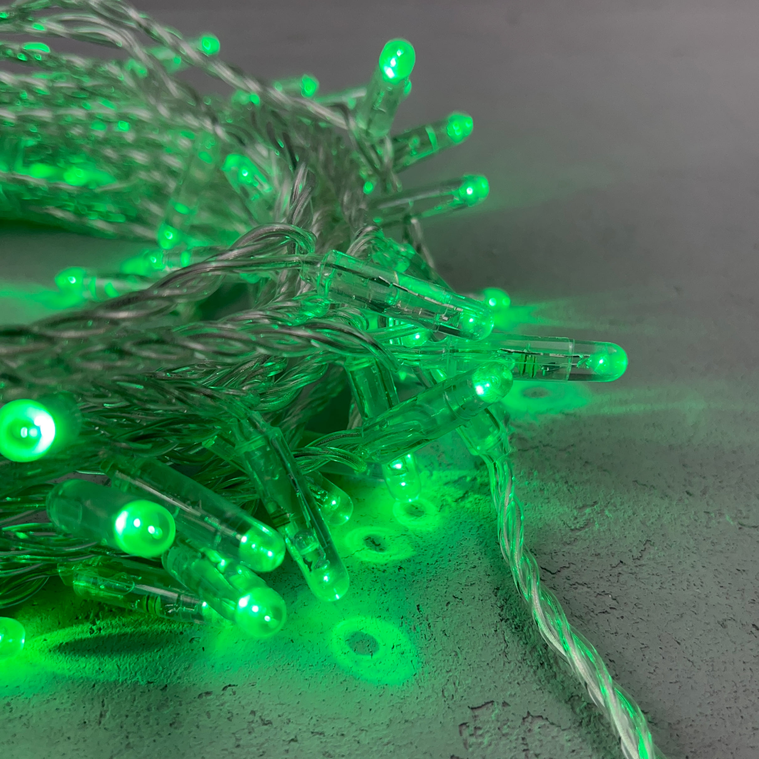 Гирлянда Нить с Колпачком 10м Зеленая 24В, 100 LED, Провод Прозрачный ПВХ, IP65 LTC PST100CAP-10-1G PST100CAP-10-1G