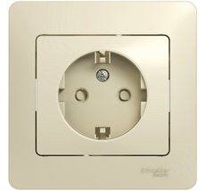 Розетка встраиваемая с заземлением и шторками (бежевый) Systeme Electric GSL000244
