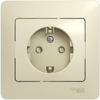 Розетка встраиваемая с заземлением и шторками (бежевый) Systeme Electric GSL000244