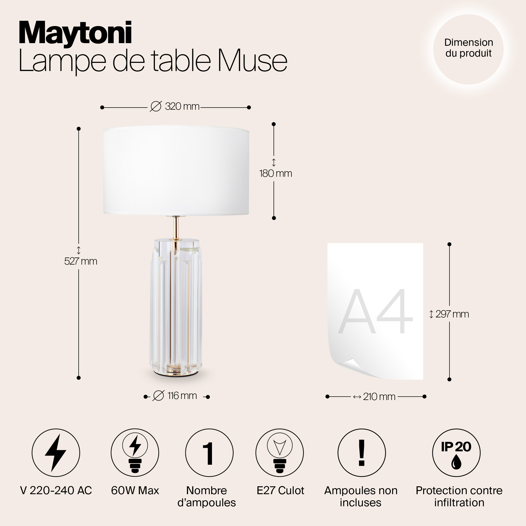 Настольный светильник Maytoni Muse MOD304TL-01G_MY