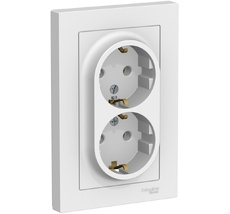 Розетка встраиваемая двойная с заземлением (белый) Systeme Electric ATN000124