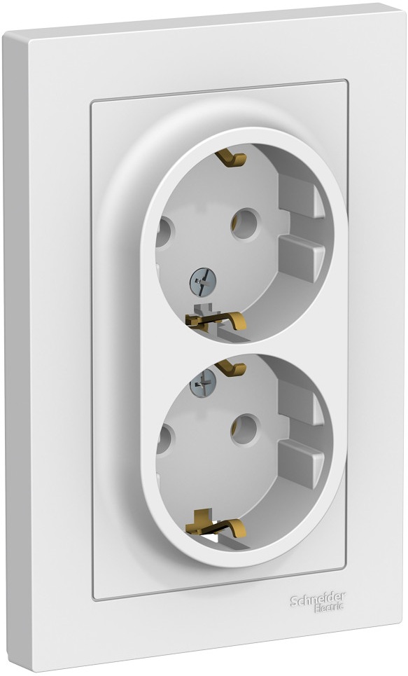Розетка встраиваемая двойная с заземлением (белый) Systeme Electric ATN000124