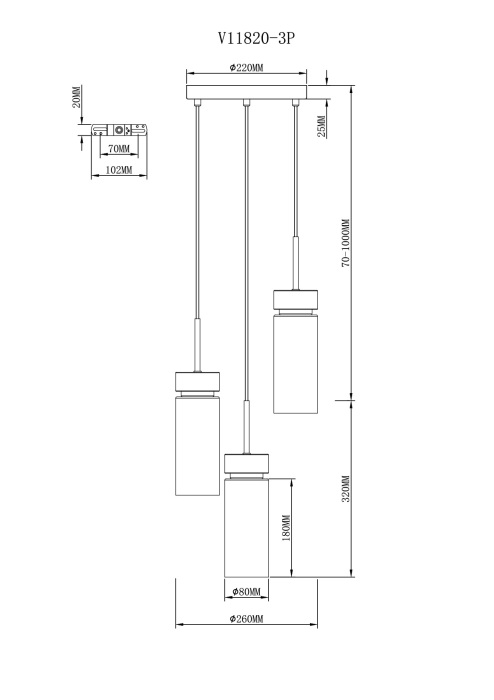 Подвесной светильник Moderli V11820-3P_MD