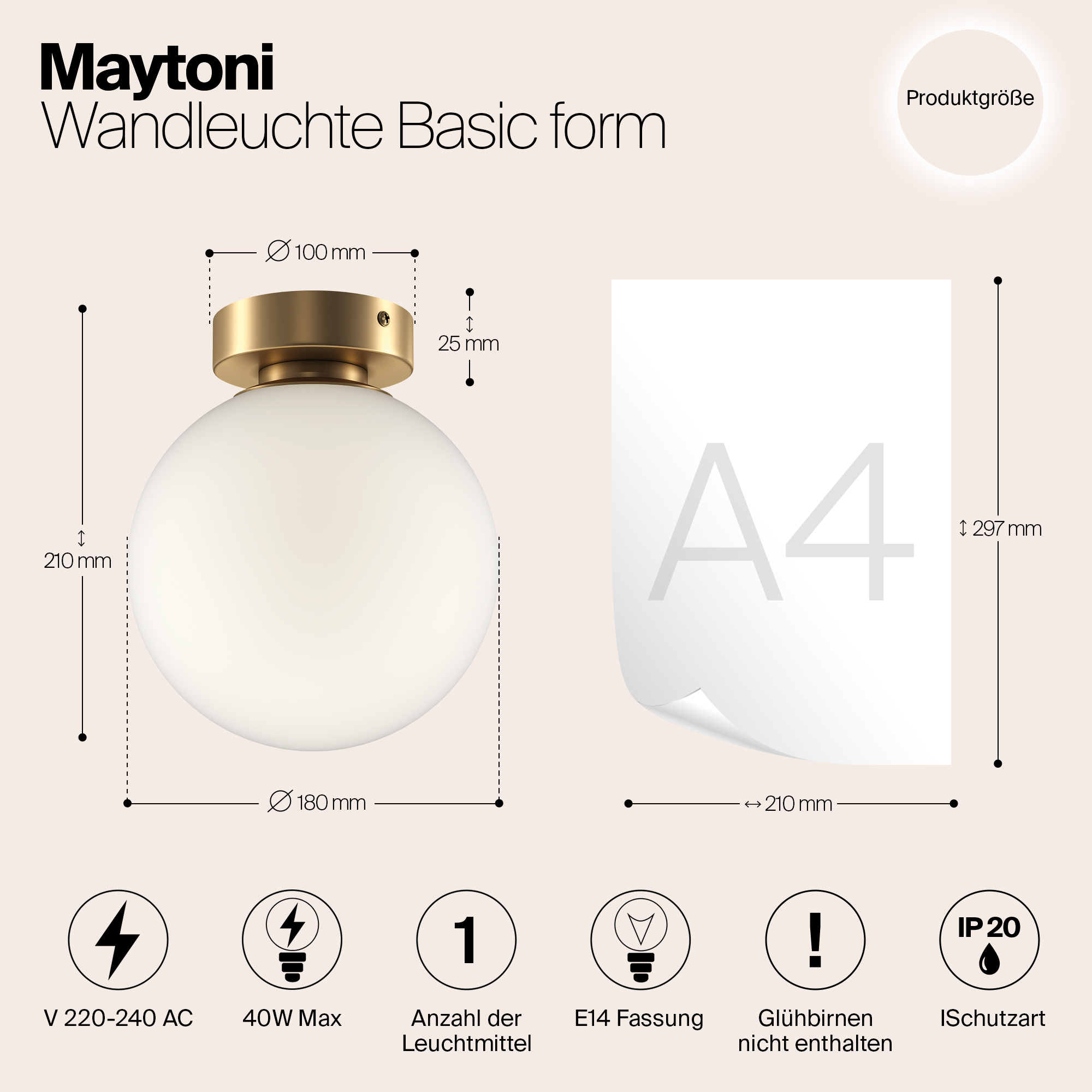 Настенный светильник Maytoni (бра) Basic form MOD321WL-01G2_MY