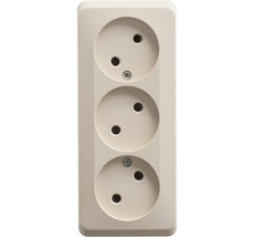 Розетка накладная тройная без заземления (кремовый) Systeme Electric PA16-009K