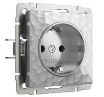 Розетка с заземлением и шторками (серебряный) Hummer a052076_WR