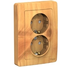 Розетка встраиваемая двойная с заземлением и шторками (ясень) Systeme Electric BLNRS001125
