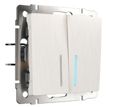 Выключатель двухклавишный проходной с подсветкой Werkel WL13-SW-2G-2W-LED a051174_WR