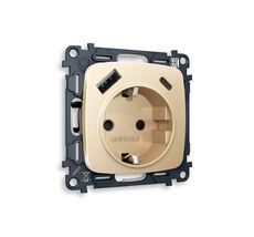 Розетка Ambrella Volt OMEGA 2USB A+C 20W быстрая зарядка с заземлением и шторками 2P+E 16A-250V QUANT MO610010_AMB