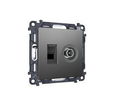 Комплект механизма розетки компьютерной + TV оконечной RJ-45 с автоматической защитной шторкой ALFA Антрацит серый (AP6625, VM195) Ambrella Volt MA662510_AMB