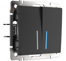 Выключатель двухклавишный проходной с подсветкой Werkel WL08-SW-2G-2W-LED a051598_WR