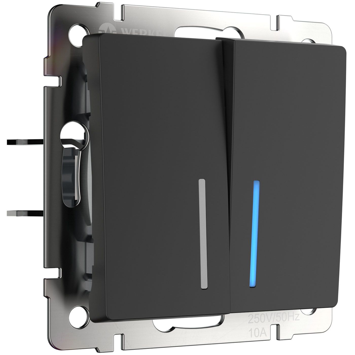Выключатель двухклавишный проходной с подсветкой Werkel WL08-SW-2G-2W-LED a051598_WR