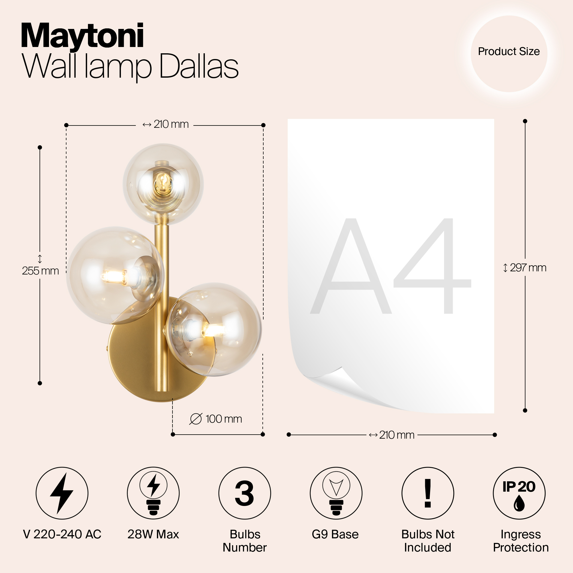 Бра Maytoni Modern Dallas MOD545WL-03G_MY