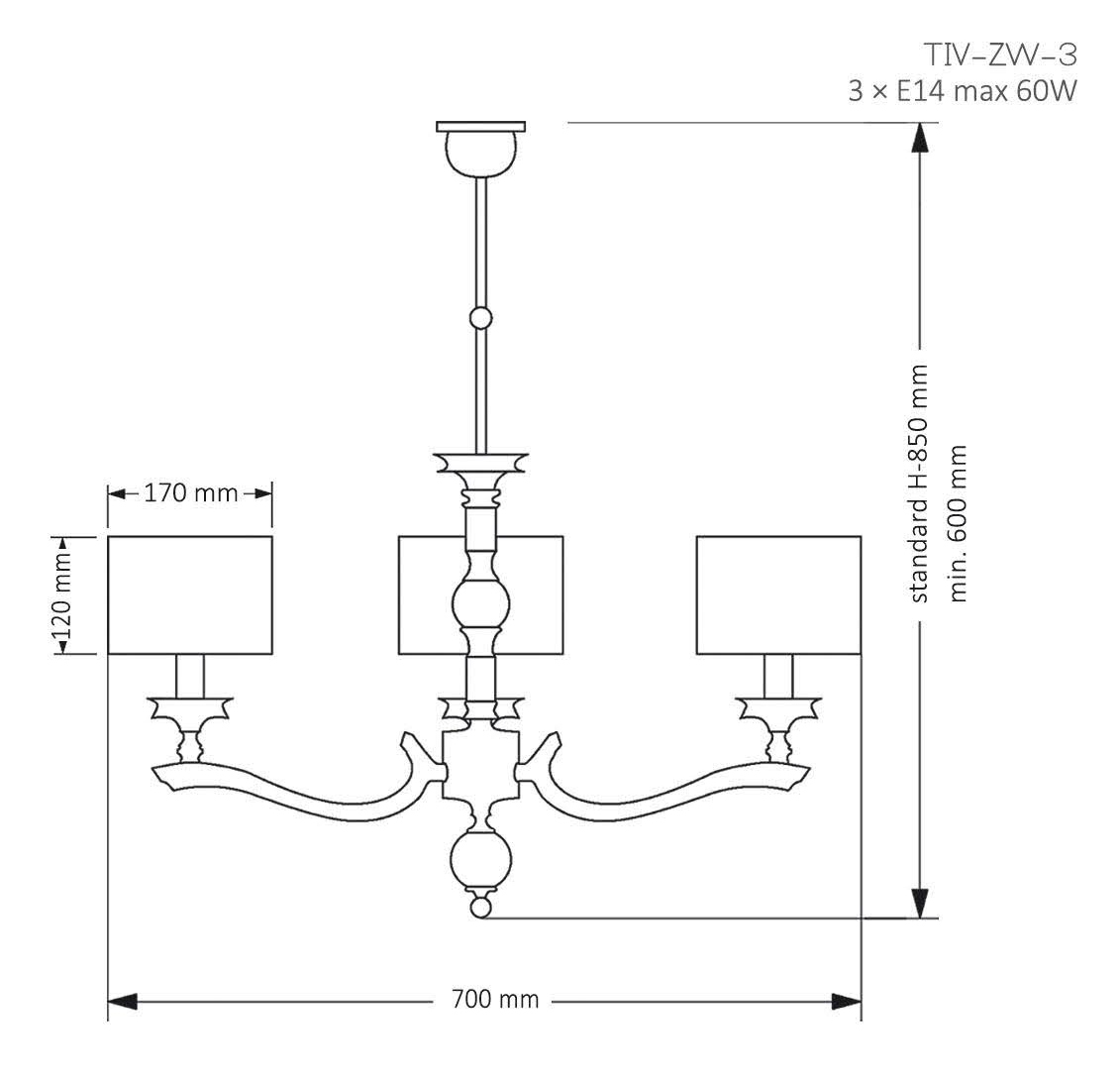 Подвесная люстра Kutek Tivoli TIV-ZW-3(N)