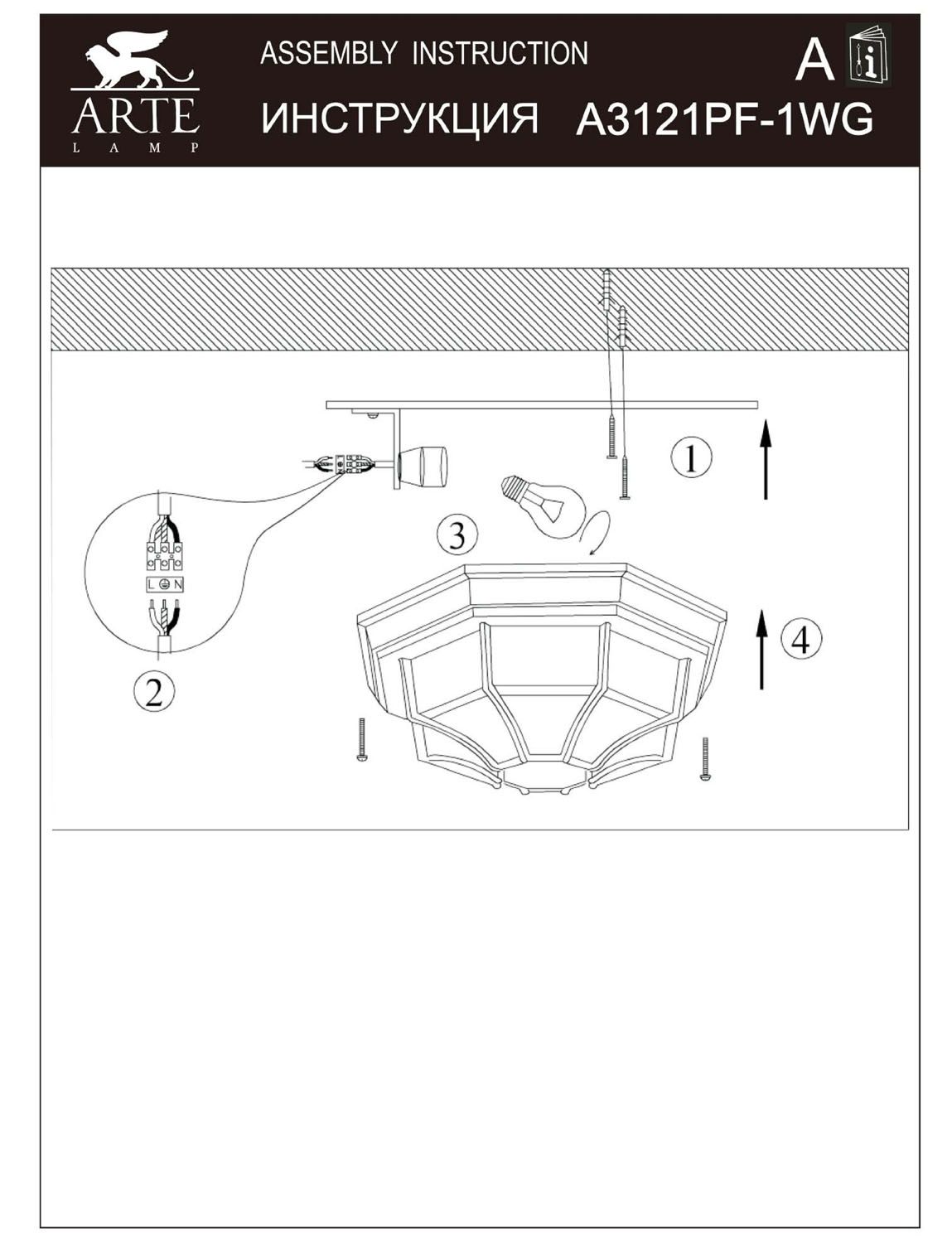 Потолочный уличный светильник Pegasus A3121PF-1WG