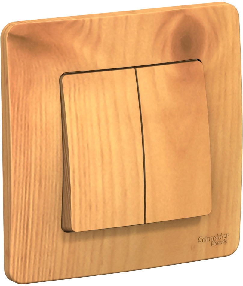 Выключатель встраиваемый двухклавишный (ясень) Systeme Electric BLNVS010505