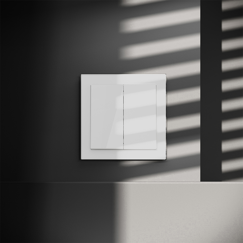 Перекрестный переключатель встраиваемый VOLTUM S70 двухклавишный 10А VLS020501