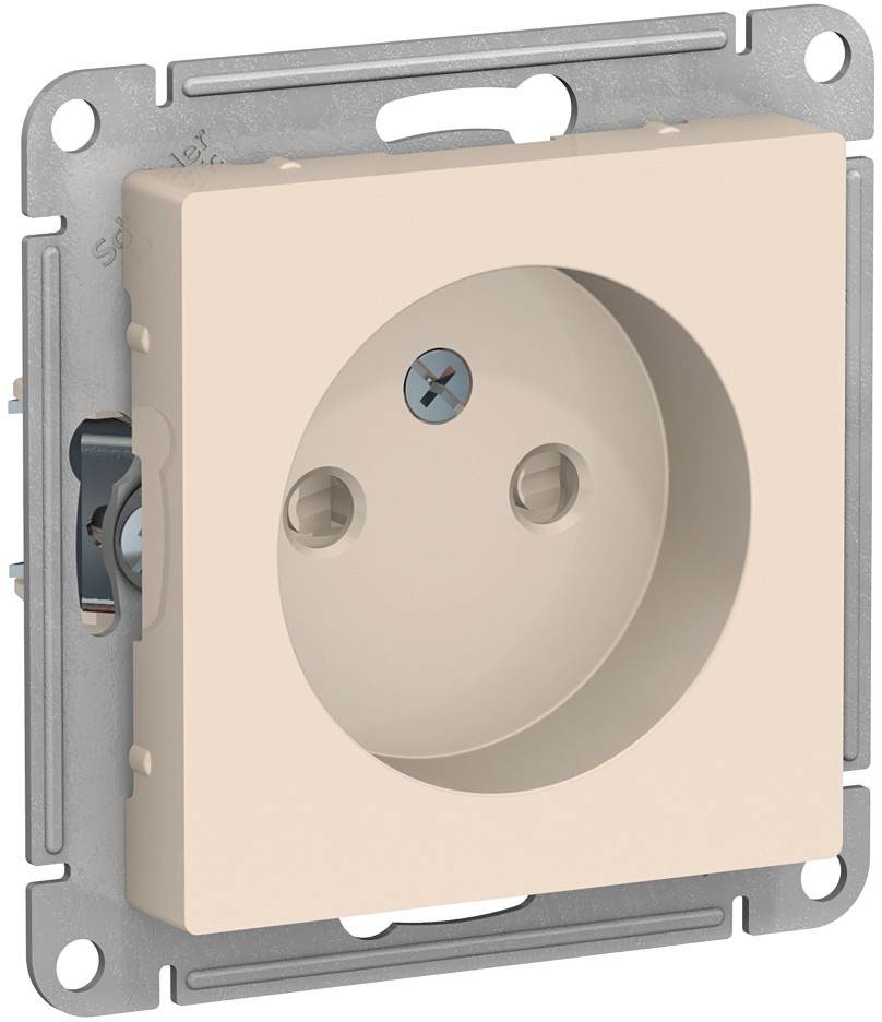 Розетка встраиваемая без заземления со шторками (бежевый) Systeme Electric ATN000249