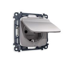 Розетка Ambrella Volt OMEGA с заземлением с шторками и защитной крышкой 2P+E 16A-250V IP44 QUANT MO508010_AMB