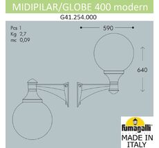 Уличный настенный светильник FUMAGALLI MIDIPILAR/GLOBE 400 G41.254.000.AYE27