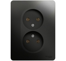 Розетка встраиваемая двойная без заземления (антрацит) Systeme Electric GSL000720