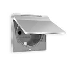 Лицевая панель для электрической розетки с заземлением со шторками и крышкой IP44 QUANT Ambrella Volt ALFA AP4080_AMB