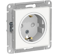 Розетка встраиваемая с заземлением и шторками (белый) Systeme Electric ATN200145