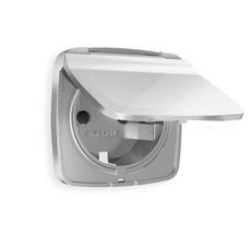 Лицевая панель для электрической розетки с заземлением со шторками и крышкой IP44 Ambrella Volt OMEGA OP4080_AMB