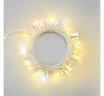 Гирлянда Нить 10м Тепло-Белая с Мерцанием Белого Диода 220В, 100 LED, Провод Прозрачный ПВХ, IP54 LTC PST100BLW-10-2WW