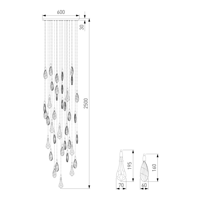 Потолочная люстра каскадная светодиодная с хрустальными подвесками Bogate's 91100 LED_EU