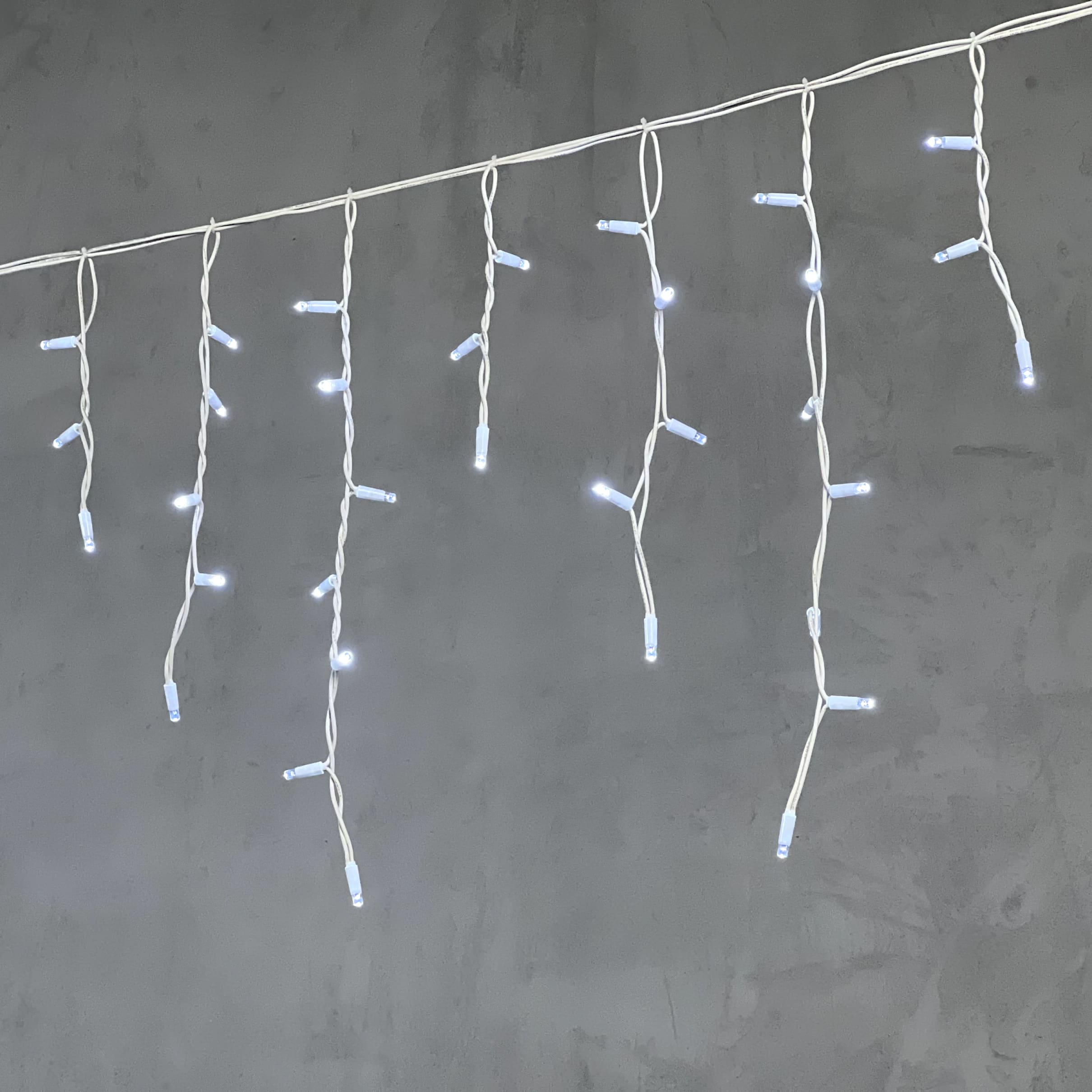 Гирлянда Бахрома 3,1 x 0,5 м Белая 220В, 120 LED, Провод Белый Каучук, IP65 LL120-8-2W