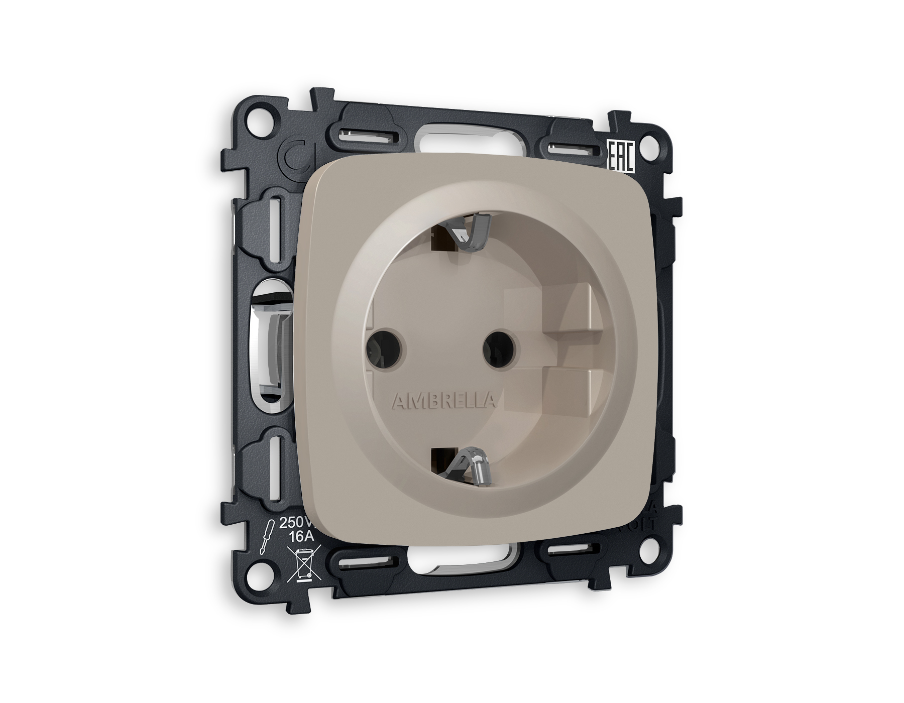 Розетка Ambrella Volt OMEGA с заземлением на винтовых зажимах 2P+E 16A-250V QUANT MO366010_AMB
