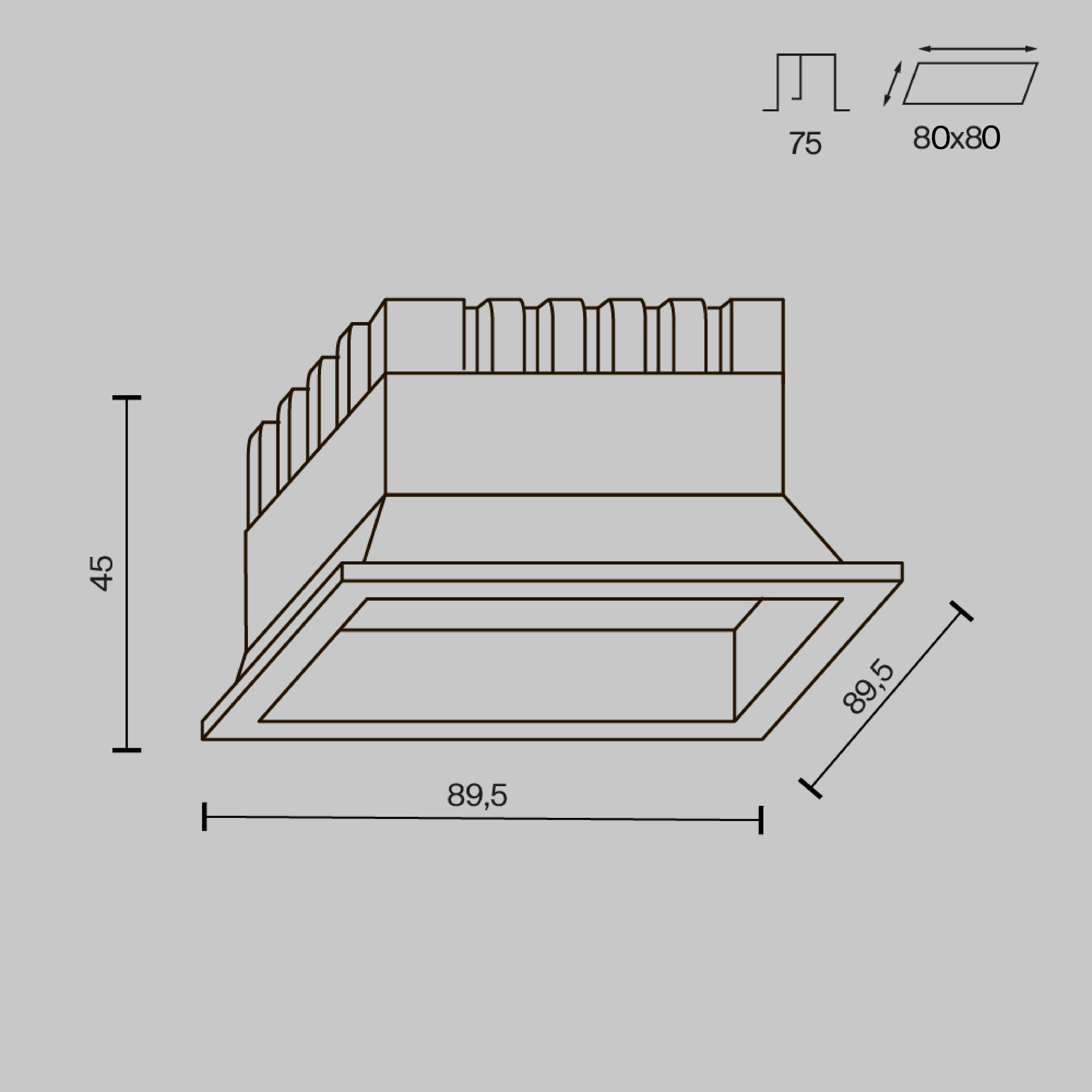 Встраиваемый светильник Maytoni Okno DL056-8W3-4-6K-B_MY