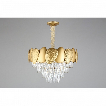 Подвесная люстра каскадная хрустальная Omnilux OML-66903-09