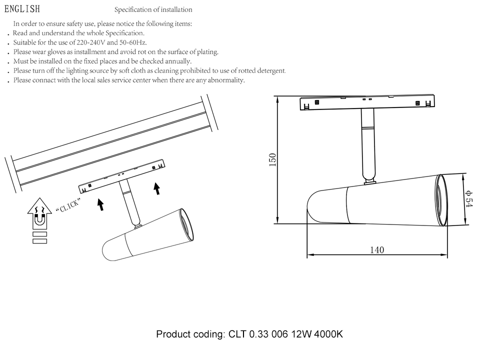 Светильник трековый магнитный Crystallux CLT 0.33 006 12W BL-CH 4000K_CR