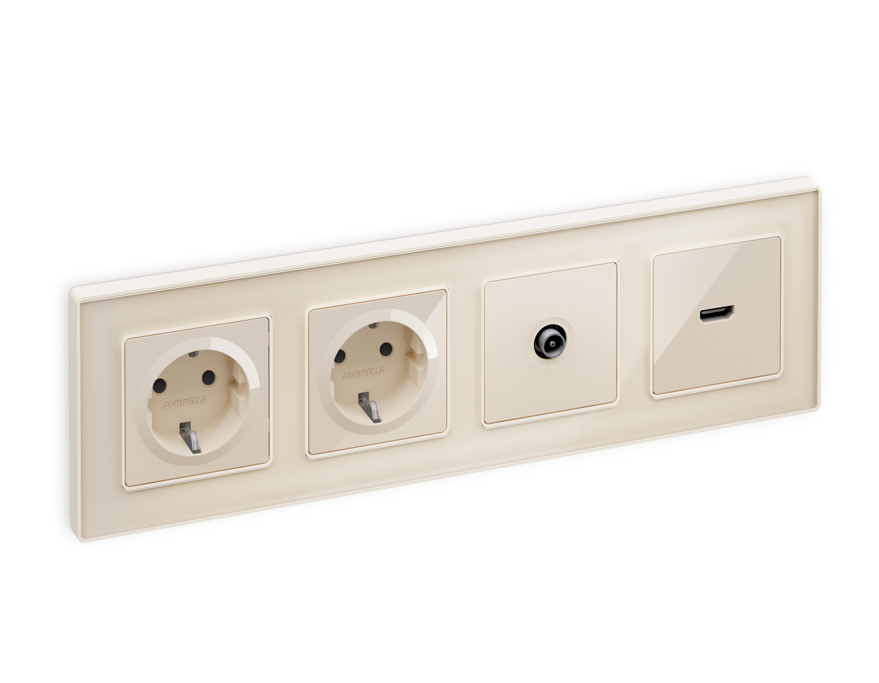Лицевая панель для электрической розетки с заземлением и шторками QUANT Ambrella Volt ALFA AP3070_AMB
