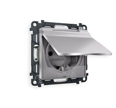 Розетка Ambrella Volt ALFA с заземлением с шторками и защитной крышкой 2P+E 16A-250V IP44 QUANT MA508010_AMB