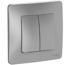 Выключатель встраиваемый двухклавишный (алюминий) Systeme Electric BLNVS106603