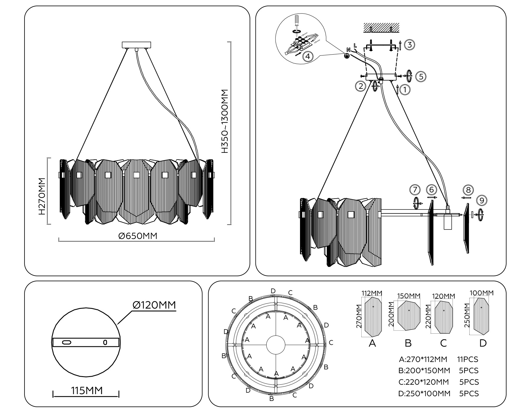 Подвесная люстра Ambrella Light HIGH LIGHT LH31253_AMB