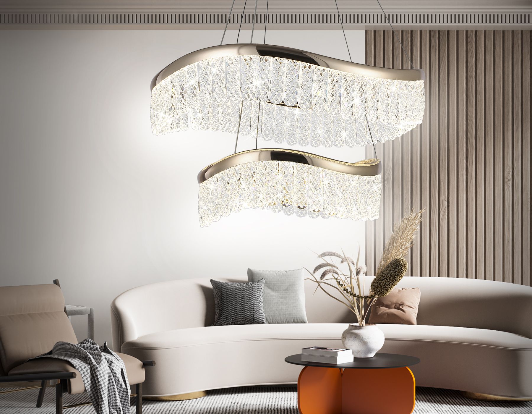 Подвесной светильник Ambrella light светодиодный с хрусталем Traditional TR49728_AMB